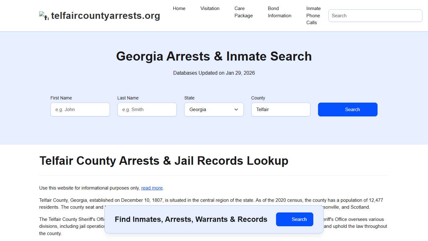 Telfair County, GA Arrests, Warrants, Police Records Search